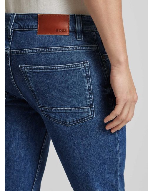 Boss Slim Fit Jeans Met Labelapplicatie in het Blue voor heren