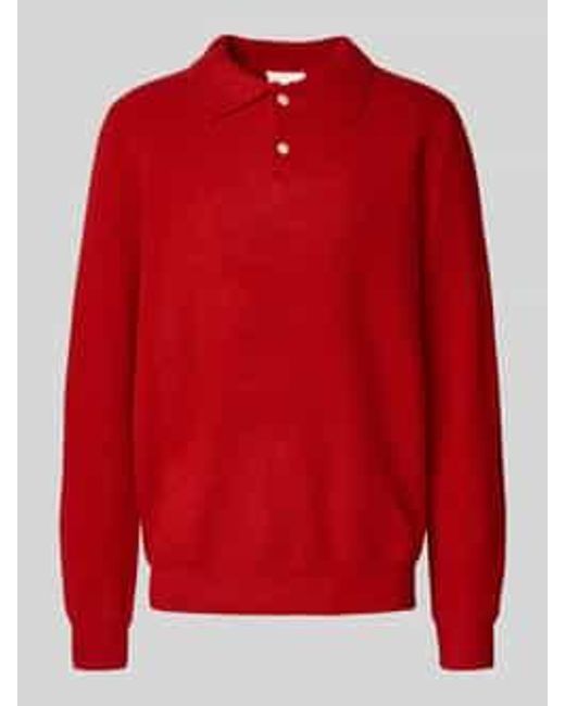 Forét Regular Fit Poloshirt Van Wolmix Met Knoopssluiting in het Red voor heren