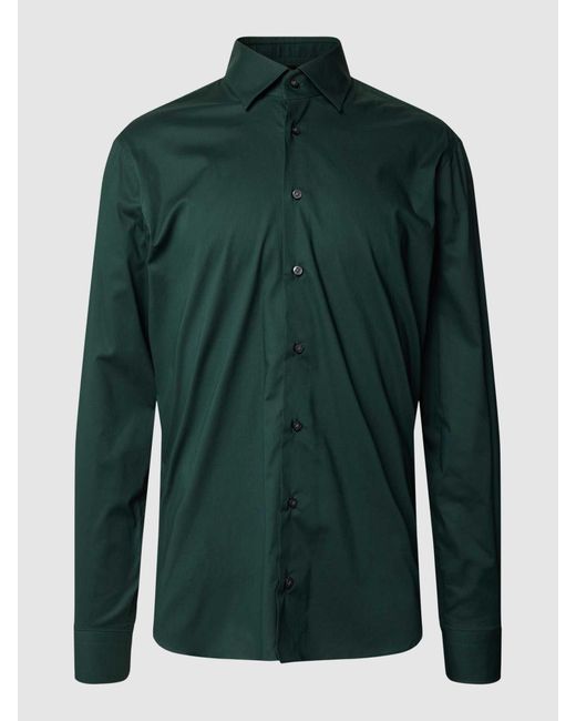 EDUARD DRESSLER Shaped Fit Business-Hemd mit Kentkragen in Green für Herren