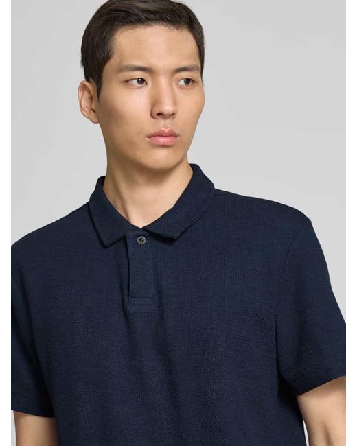 Tom Tailor Regular Fit Ripp Poloshirt mit Stretch-Anteil in Blue für Herren
