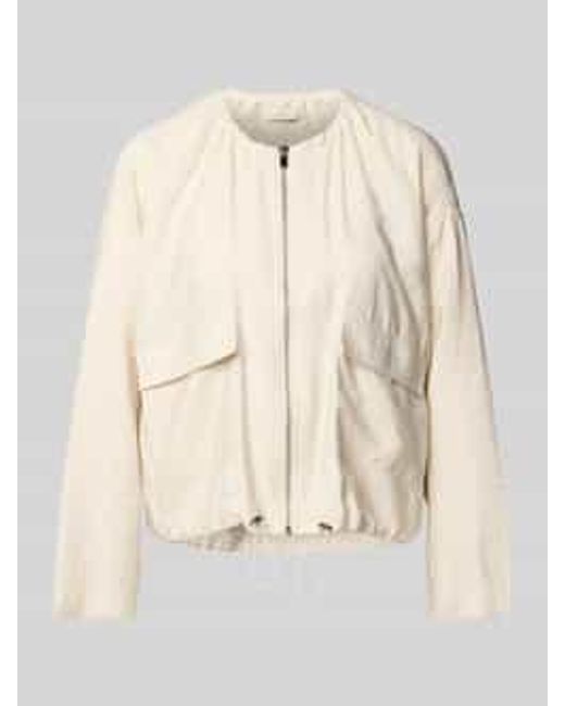 Milano Italy Blouson Met Extra Brede Schouders En Klepzakken in het Natural