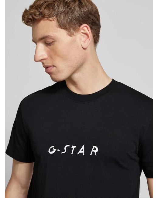 G-Star RAW T-Shirt mit Label-Print in Black für Herren