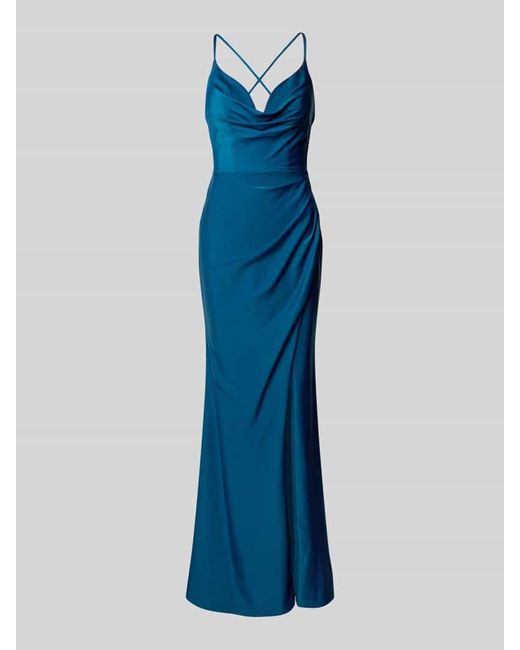 Luxuar Blue Abendkleid Mit Seitlicher Raffung