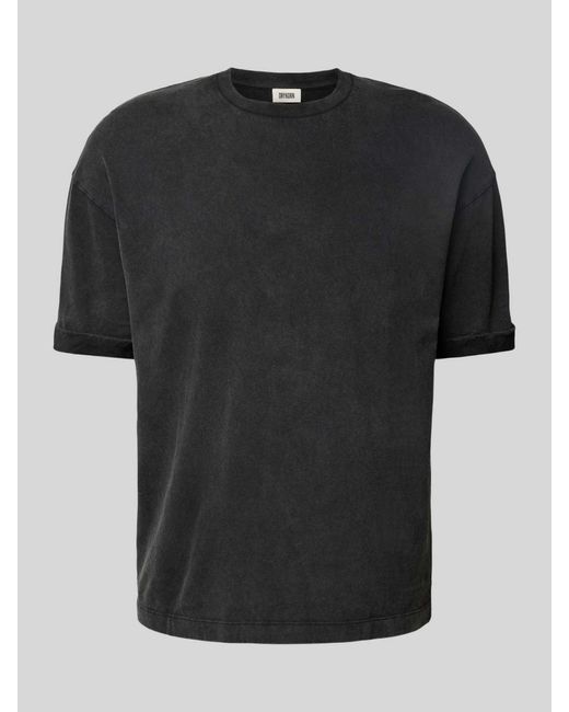 Drykorn T-shirt Met Geribde Ronde Hals in het Black voor heren