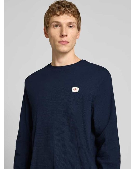 Calvin Klein Longsleeve mit Strukturmuster in Blue für Herren