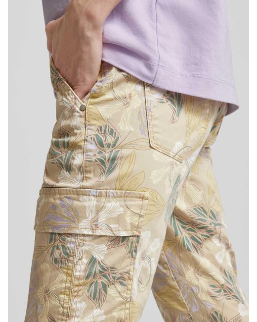 Buena Vista Natural Slim Fit Cargohose mit floralem Print