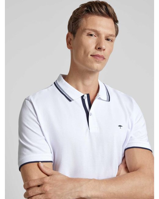 Fynch-Hatton Regular Fit Poloshirt Met Contraststrepen in het White voor heren