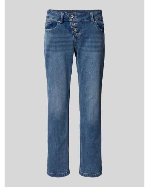 Buena Vista Regular Fit Jeans Met Asymmetrische Knoopsluiting in het Blue