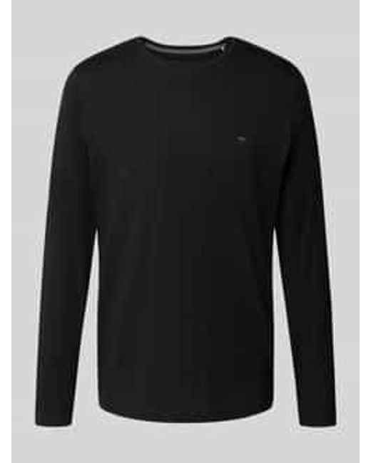 Fynch-Hatton Shirt Met Lange Mouwen En Logodetail in het Black voor heren