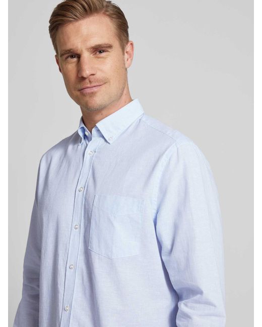 Christian Berg Men Freizeithemd mit Button-Down-Kragen und Streifenmuster in Blue für Herren
