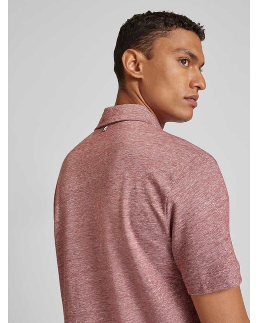 Boss Poloshirt aus Leinen-Baumwoll-Mix Modell 'Press' in Pink für Herren