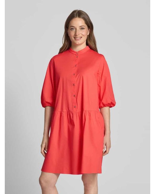 Marc Cain Red Knielanges Hemdblusenkleid mit Knopfleiste