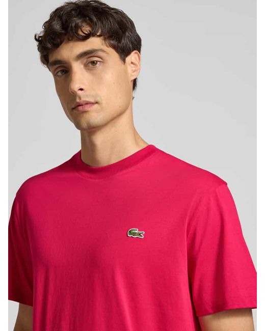 Lacoste Regular Fit T-Shirt aus reiner Baumwolle in Pink für Herren