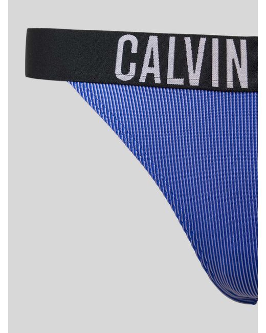 Calvin Klein Blue Bikini-Hose mit elastischem Label-Bund Modell 'BRAZILIAN'