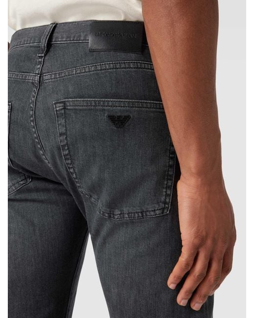 Emporio Armani Regular Fit Jeans Met Labelapplicatie in het Gray voor heren