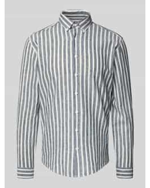 Lindbergh Slim Fit Vrijetijdsoverhemd Met Button-downkraag in het Blue voor heren