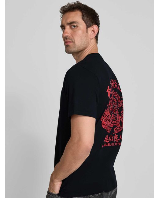 Edwin T-Shirt Met Labelprint, Model 'Forever Lover' in het Black voor heren