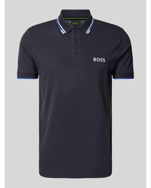 Boss Regular Fit Poloshirt mit Label-Stitching Modell 'Paddy' in Blue für Herren