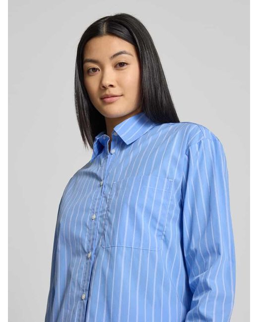 MAX&Co. Blue Regular Fit Hemdbluse mit Brusttasche Modell 'BARI'