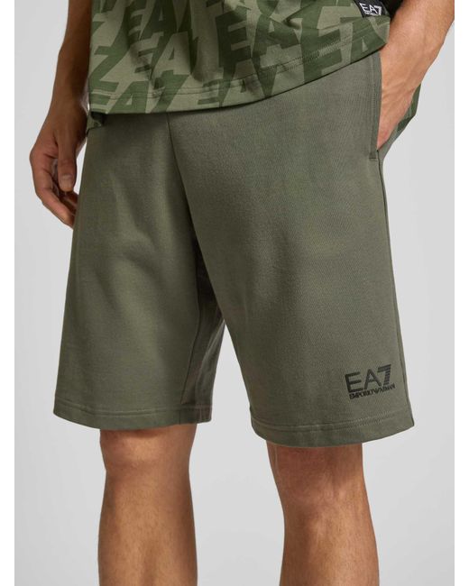 EA7 Korte Broek Met Labeldetail in het Green voor heren