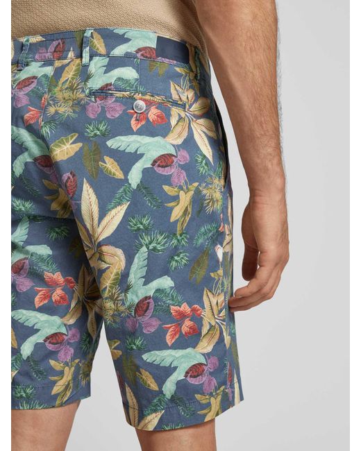Brax Slim Fit Chino-Shorts mit Allover-Muster Modell 'BOZEN' in Blue für Herren