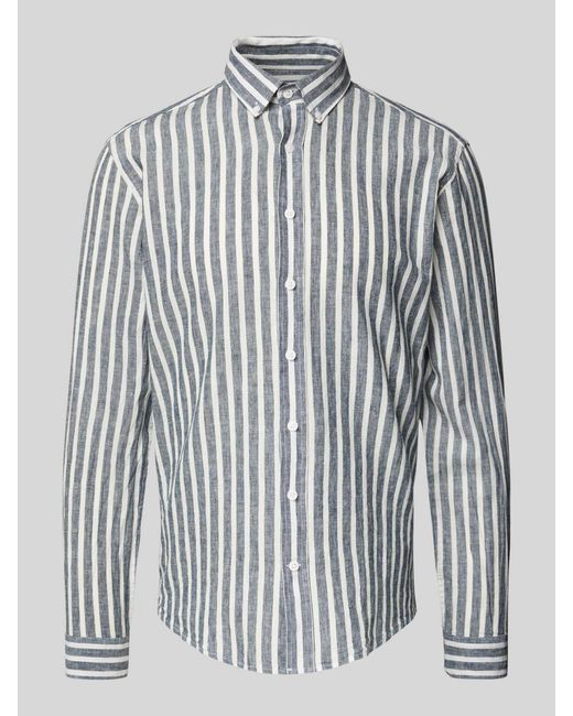 Lindbergh Slim Fit Vrijetijdsoverhemd Met Button-downkraag in het Blue voor heren