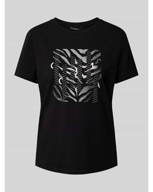 Comma, Black T-Shirt Mit Motiv-Print