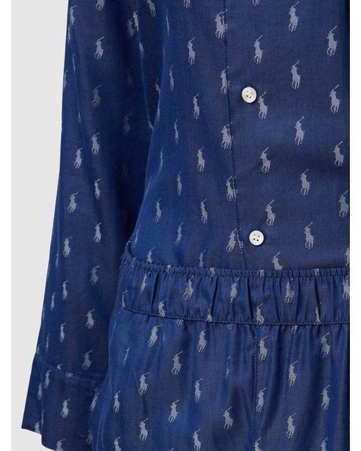 Polo Ralph Lauren Pyjama mit Lyocell-Anteil und Allover-Logo-Muster in Blue für Herren
