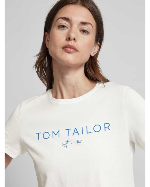 Tom Tailor Natural T-Shirt mit Label-Print
