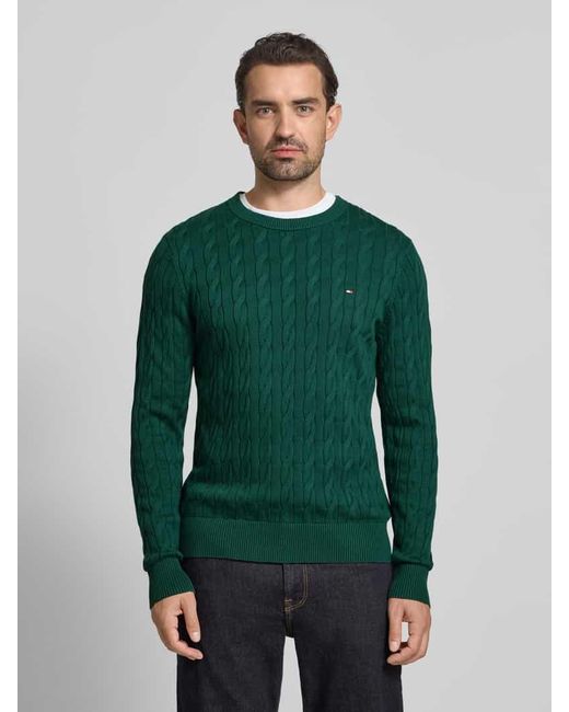 Tommy Hilfiger Regular Fit Strickpullover aus reiner Baumwolle in Green für Herren