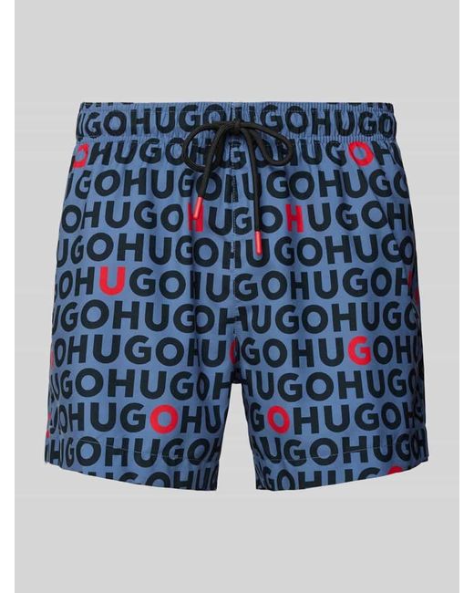 HUGO Badehose Mit Allover-Logo-Print Modell 'Tortuga' in Blue für Herren