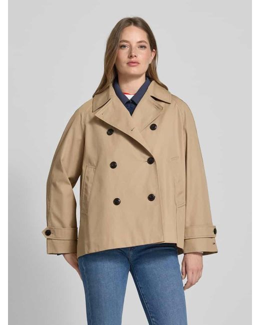 Tommy Hilfiger Natural Cropped Trenchcoat mit wasserabweisender Funktion