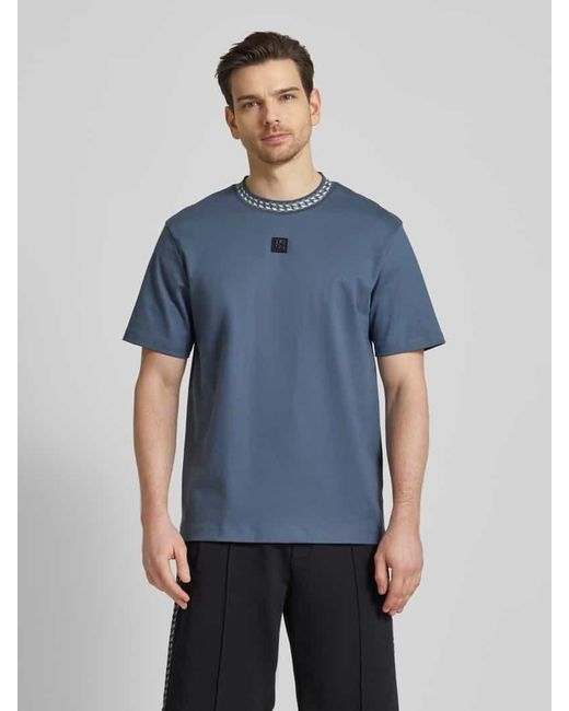 HUGO T-Shirt mit Motiv-Print Modell 'Deternal' in Blue für Herren