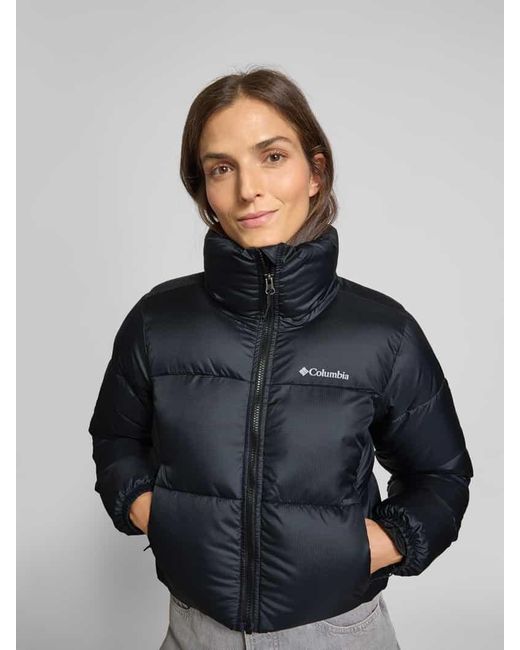Columbia Black Cropped Steppjacke mit Label-Print Modell 'PuffectTM'