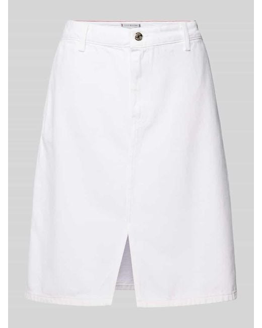 Tommy Hilfiger White Figurbetonter Jeansrock mit Gehschlitz