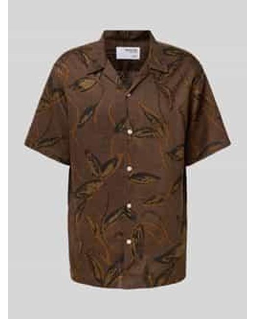SELECTED Regular Fit Vrijetijdsoverhemd Van Een Mix Van Lyocell En Linnen, Model 'Regnoa' in het Brown voor heren