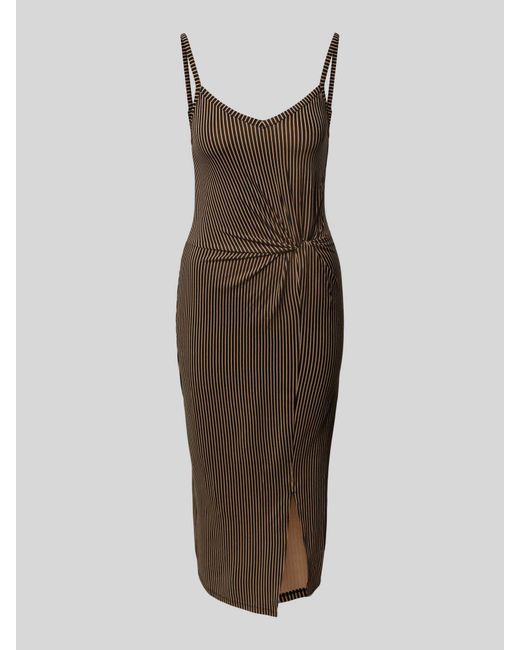 Tom Tailor Midi-jurk Met Streepmotief in het Brown