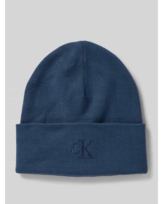 Calvin Klein Blue Beanie mit Label-Stitching