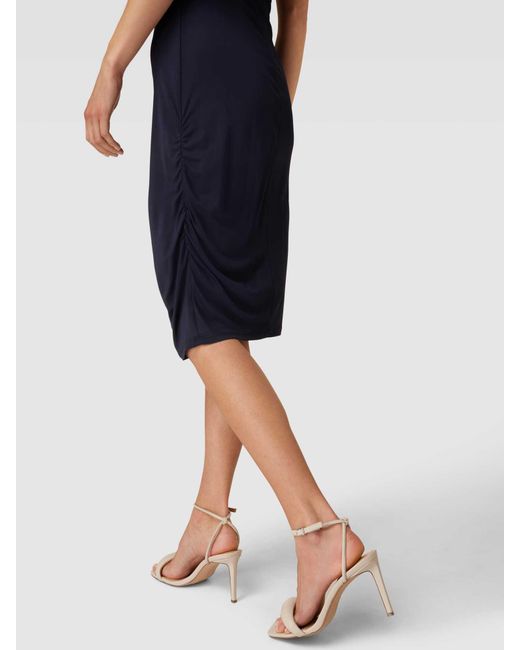 Armani Exchange Blue Knielanges Kleid mit seitlicher Raffung