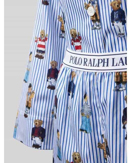 Polo Ralph Lauren Blue Pyjama mit Motiv-Print Modell 'Iconic Bear'