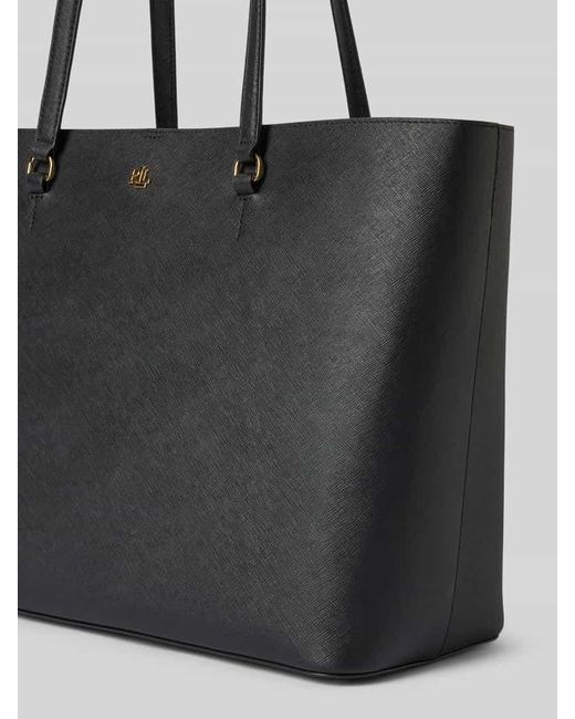Ralph Lauren Black Tote Bag aus Leder mit Label-Applikation Modell 'KARLY'