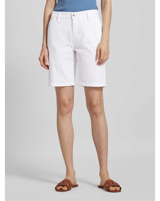 M·a·c White Regular Fit Chino-Shorts mit Gürtelschlaufen