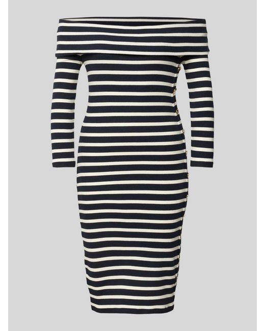 Ralph Lauren Knielange Off Shoulder-Jurk Met Knoopsluiting Opzij in het Black