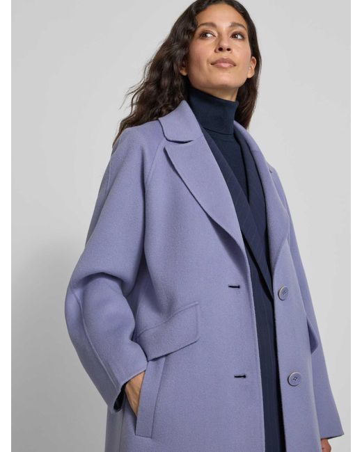 Marc Cain Wide Fit Lange Wollen Jas Met 2-Knoopsluiting in het Blue