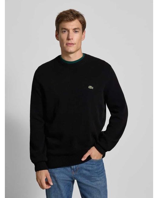 Lacoste Regular Fit Strickpullover aus reiner Wolle in Black für Herren