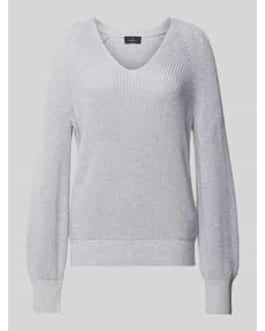 Monari Gebreide Pullover Met V-Hals in het Gray