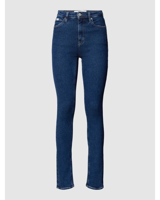 Calvin Klein Skinny Fit Jeans Met Labeldetails in het Blue