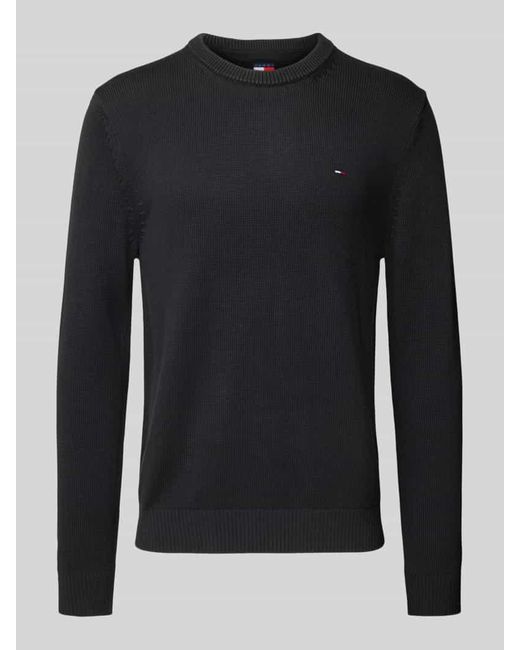 Tommy Hilfiger Regular Fit Strickpullover aus reiner Baumwolle in Black für Herren