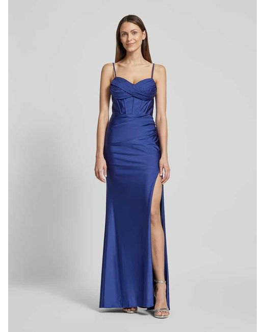 Luxuar Blue Abendkleid mit Herz-Ausschnitt