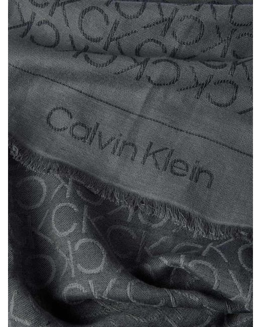 Calvin Klein Schal mit Leinen-Anteil und Allover-Label-Muster in Gray für Herren